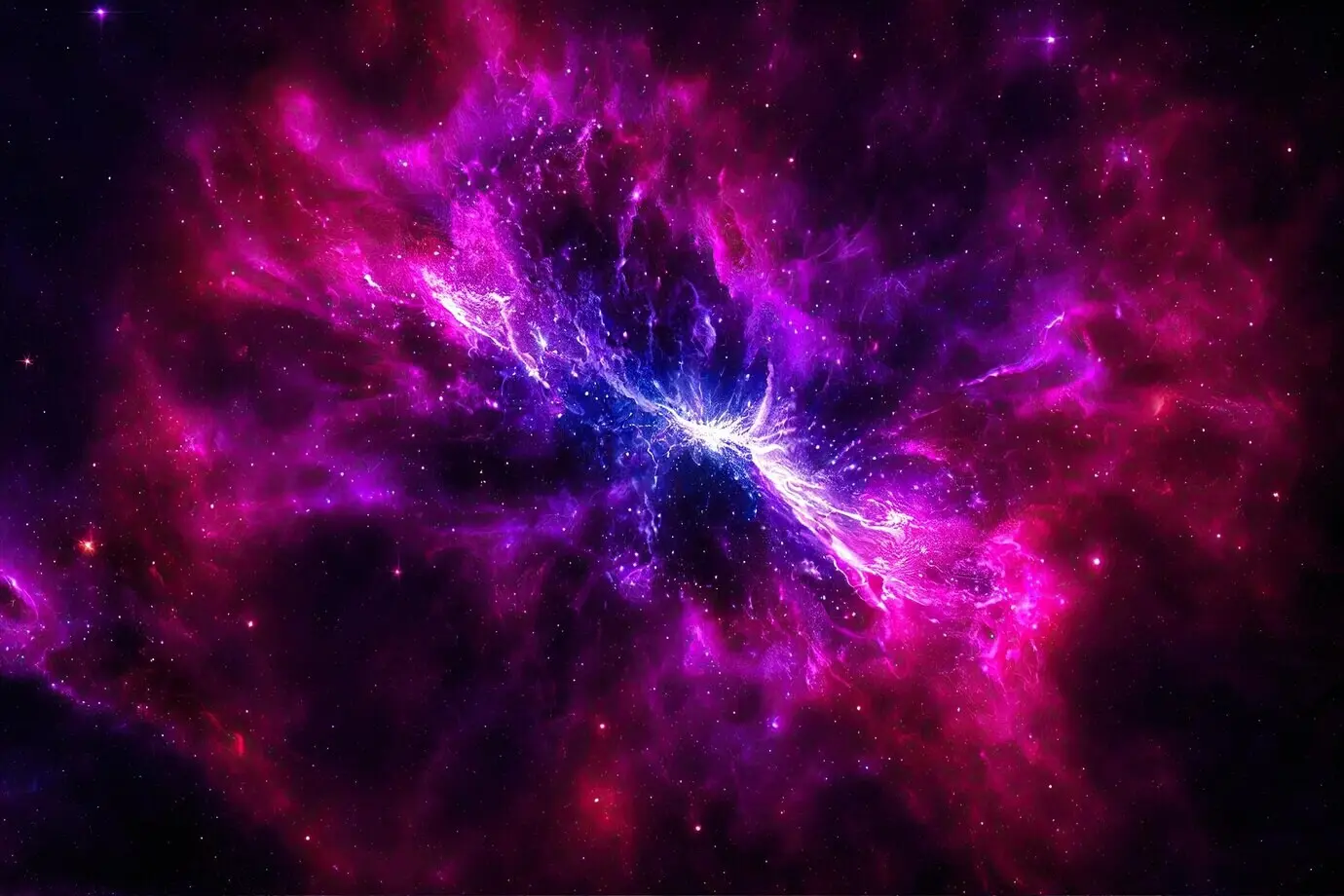 Realistic space background depicting a starry night cosmos with shining stars, the Milky Way, and a stardust-colored galaxy.